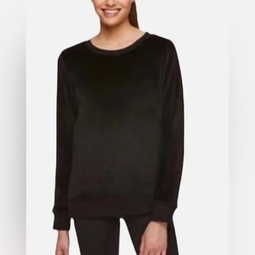 GAIAM - Black Faux Fur Velour Crew Neck Sweater
